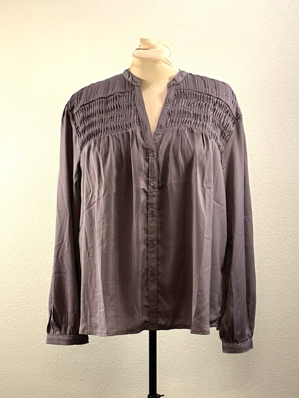 Pilcro Silky Smocked Satin Top NWT